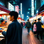 A professional traveler, fully clothed in modest, appropriate attire, stands amidst the vibrant energy of a Taiwanese night market. Colorful neon signs illuminate bustling street food stalls, with steam rising from delicious dishes and a blurred background of diverse people. The scene captures the lively, authentic atmosphere of a cinematic urban adventure, rendered with professional photography, cinematic lighting, and high detail. Perfect anatomy, correct proportions, natural pose, well-formed hands, proper finger count, natural body proportions, safe for work, appropriate content, fully clothed, modest, family-friendly.