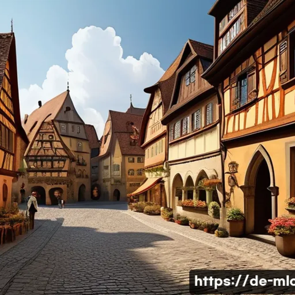 하울의 움직이는 성 영감 받은 장소 - A picturesque medieval European town inspired by Rothenburg ob der Tauber, featuring narrow cobblest...