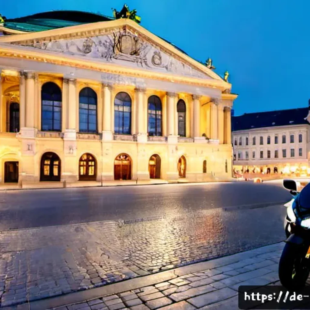 미션 임파서블 촬영지 - Photorealistic cinematic dusk view of the Vienna State Opera in Austria, grand historic facade glowi...